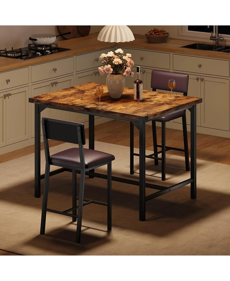 gaomon Dining Table Set for 2 w/Counter Height Table and 2 Upholstered Bar Stools 3-Piece Kitchen Table Set.