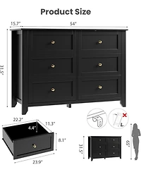 gaomon Dresser for Bedroom, 6 Chest of Drawer Organizer, Modern Wood Storage Cabinet Living Room, Closet Storage, Entryway, Hallway