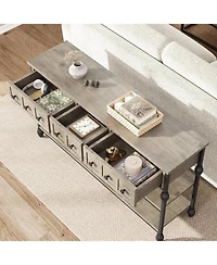 gaomon 52" Console Table, Entryway Table with 3 Storage Drawers, Tier Industrial Metal Sofa Behind CouchTable, Hallway for Entry