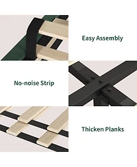 Queen Velvet Upholstered Platform Bed Frame with Vertical Channel Tufted Headboard,Adjustable Height Fits 8–12" Mattress,Noise-Free