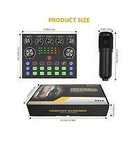 ZealSound Podcast Equipment Bundle Audio Interface with All In One Live Sound Card Professional Condenser Microphone for Recording Live Streaming