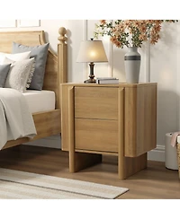 LuxenHome Mid-Century 2-Drawer Nightstand, 23.6'' Engineered Wood Accent Table
