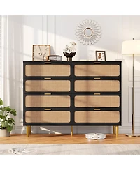 gaomon 8-Drawer Rattan Tall Storage Dresser