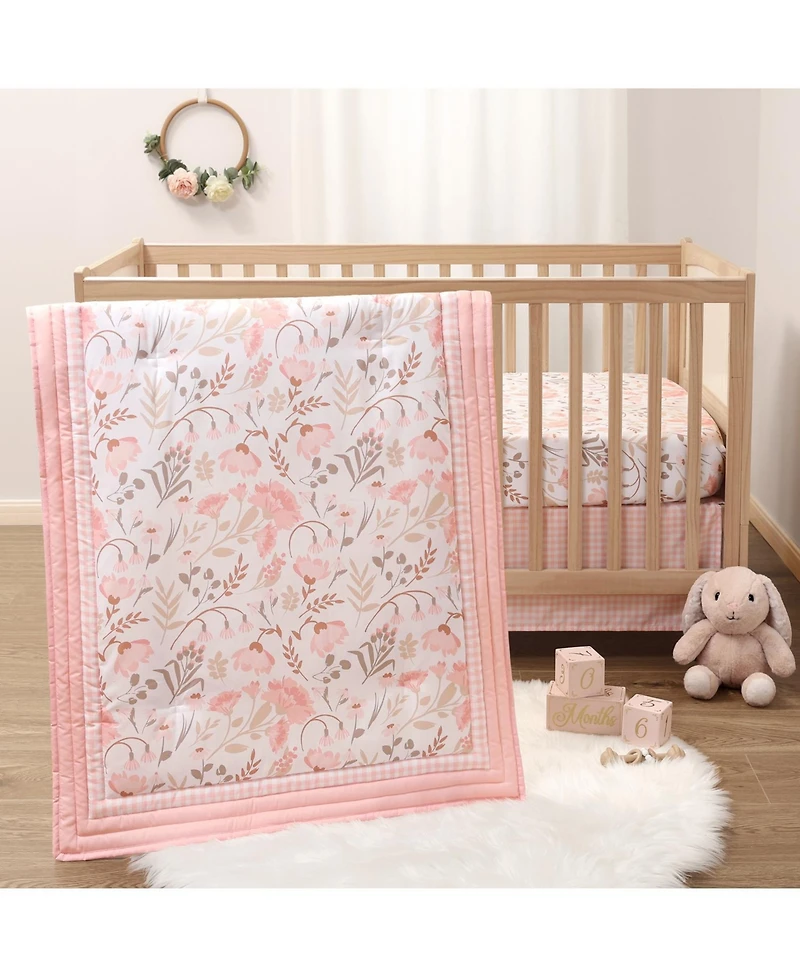 The Peanutshell Crib Bedding Set for Baby Girls, Whimsical Floral, 3 Pieces