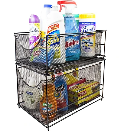 Sorbus 2-Tier Sliding Mesh Basket Drawers - Ideal for Countertop, Cabinet, Pantry, Under the Sink