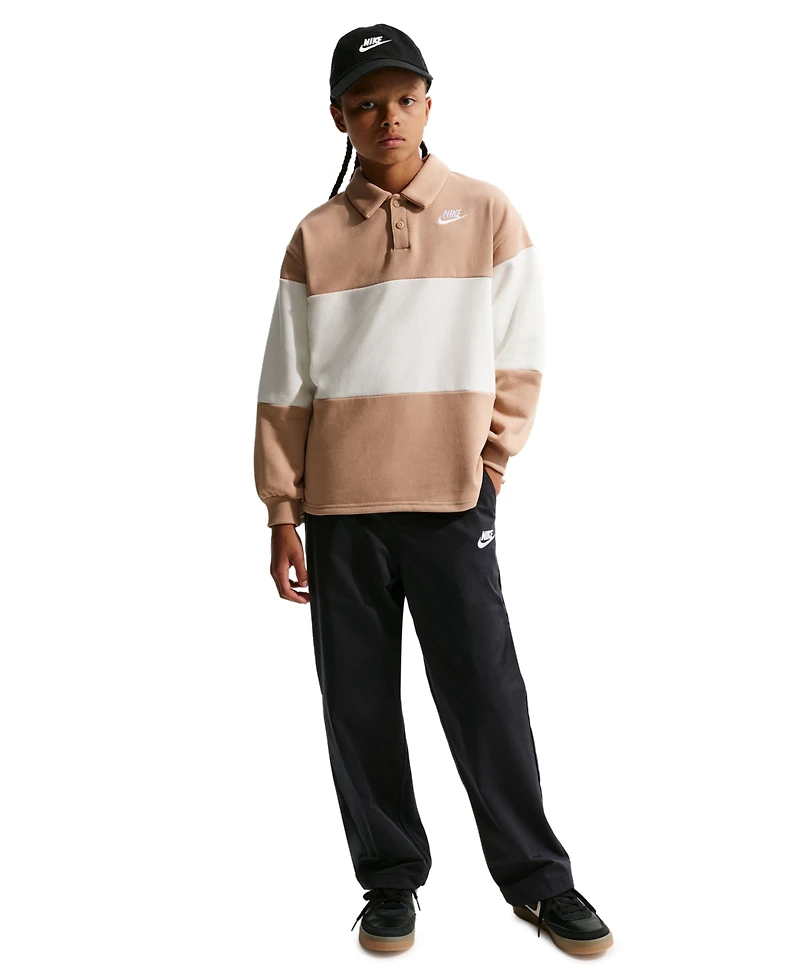 Nike Boys' 4-20 Sportswear Club Rugby Striped Sweatshirt
