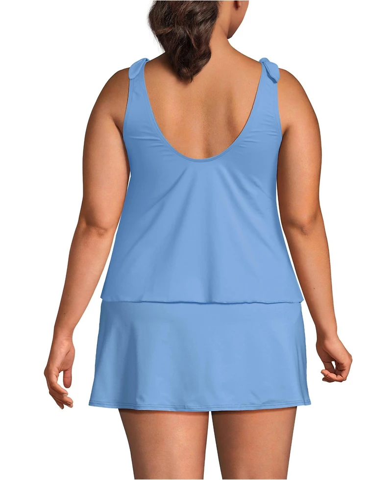 Lands' End Plus Tie Shoulder Flutter Tankini Top
