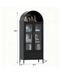 Yigii Stylish Metal Arched Bookshelf Cabinet for Home Office and Living Room