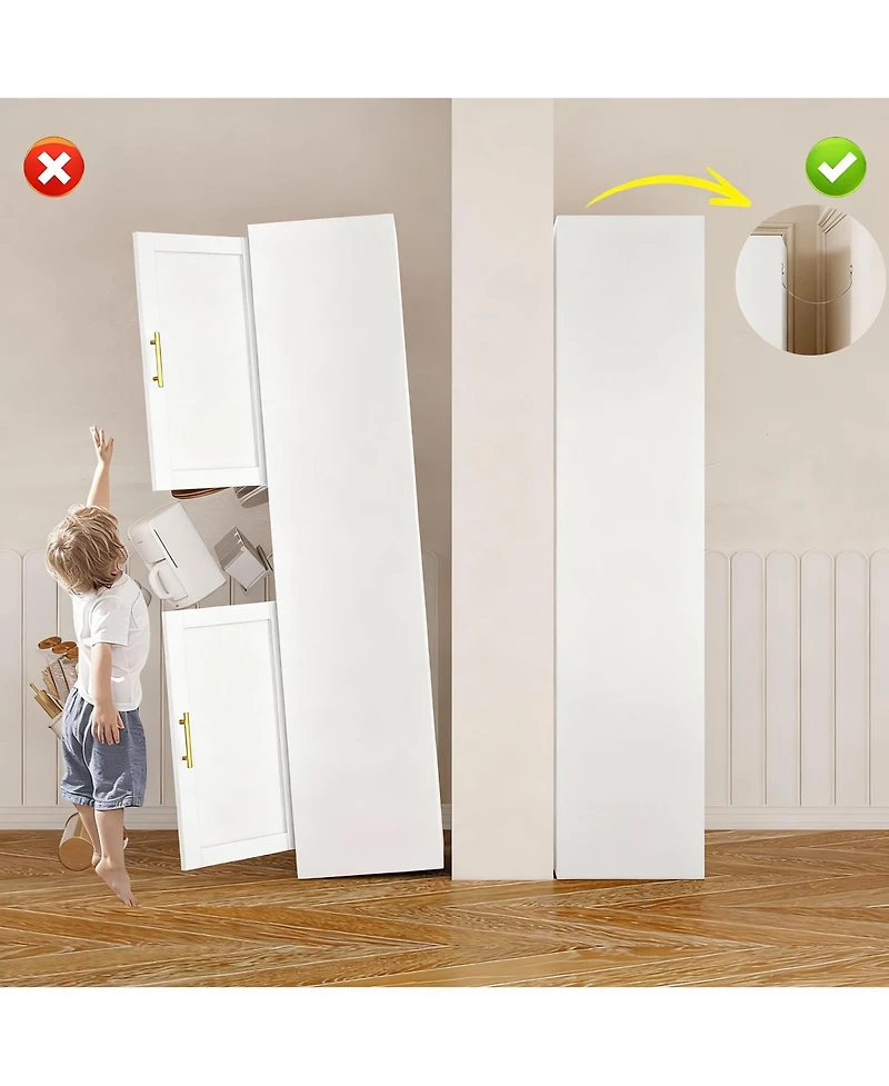 Yigii Tall Narrow Bathroom/Kitchen Storage Cabinet with 2 Doors & 4 Shelves