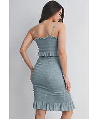 Hello Miz Maternity Smocked Spaghetti Strap Dress with Ruffle Hem