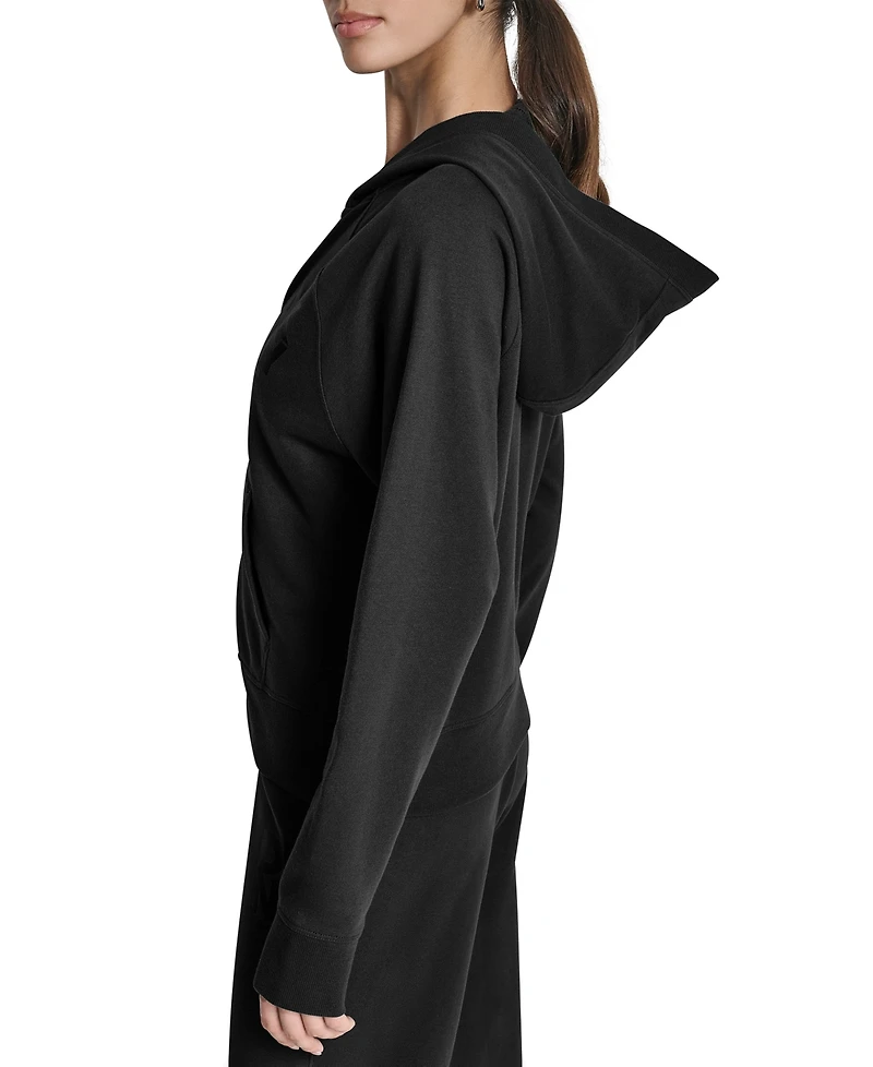 Dkny Women's Stacked Satin Logo Full-Zip Hoodie