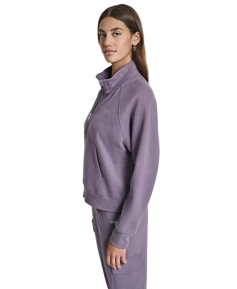 Dkny Sport Women's Studded-Logo Half-Zip Sweatshirt