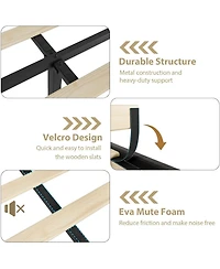 gaomon Queen Platform Bed Frame with 52" Tall Headboard & Footboard, Nailhead Trim, Wooden Slats Support, Noise-Free, Black