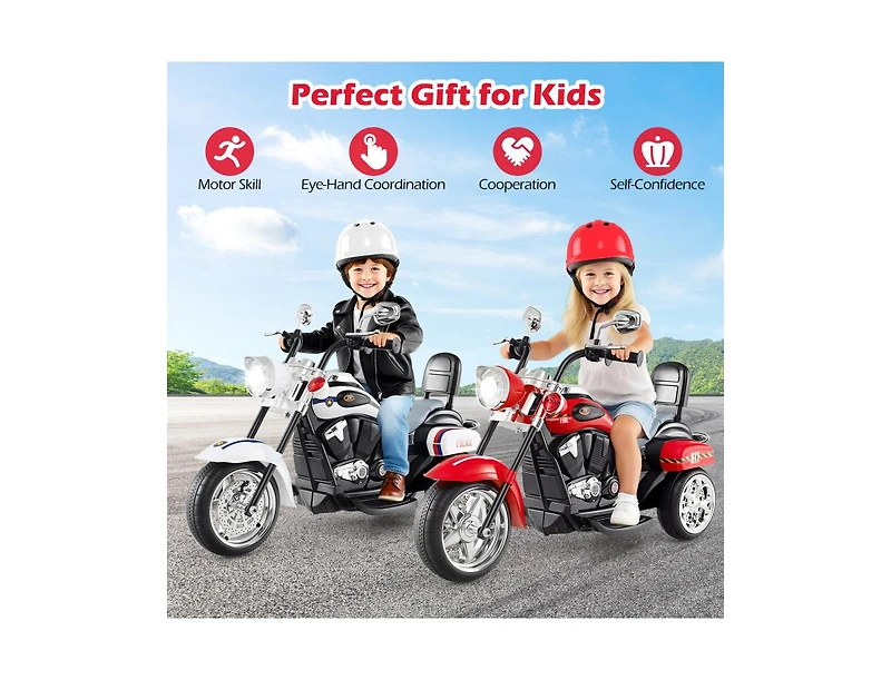 Slickblue Kids 6V Electric 3-Wheel Motorbike Ride-On with Light and Horn
