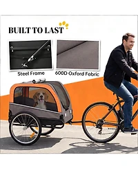 Aostirmotor Foldable Pet Bike Trailer Carrier for Dogs & Small Animals, Collapsible Bicycle Attachment