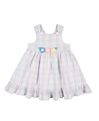 Florence Eiseman Little Girls Plaid Seersucker Dress With Flowers