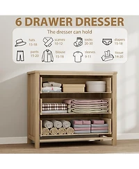 gaomon Rattan 3 Drawer Dresser, 29" Tall Boho Wooden Chest for Bedroom, Living Room