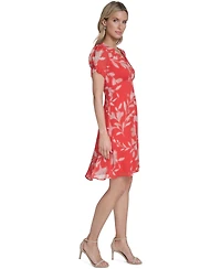 Calvin Klein Women's Printed Puff-Sleeve Shift Dress