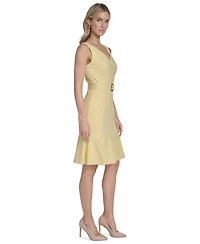 Calvin Klein Women's Belted Pleated Hem Dress
