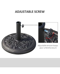 Outsunny 20 lbs Round Decorative Resin Rose Umbrella Pole Holder w/ Finish