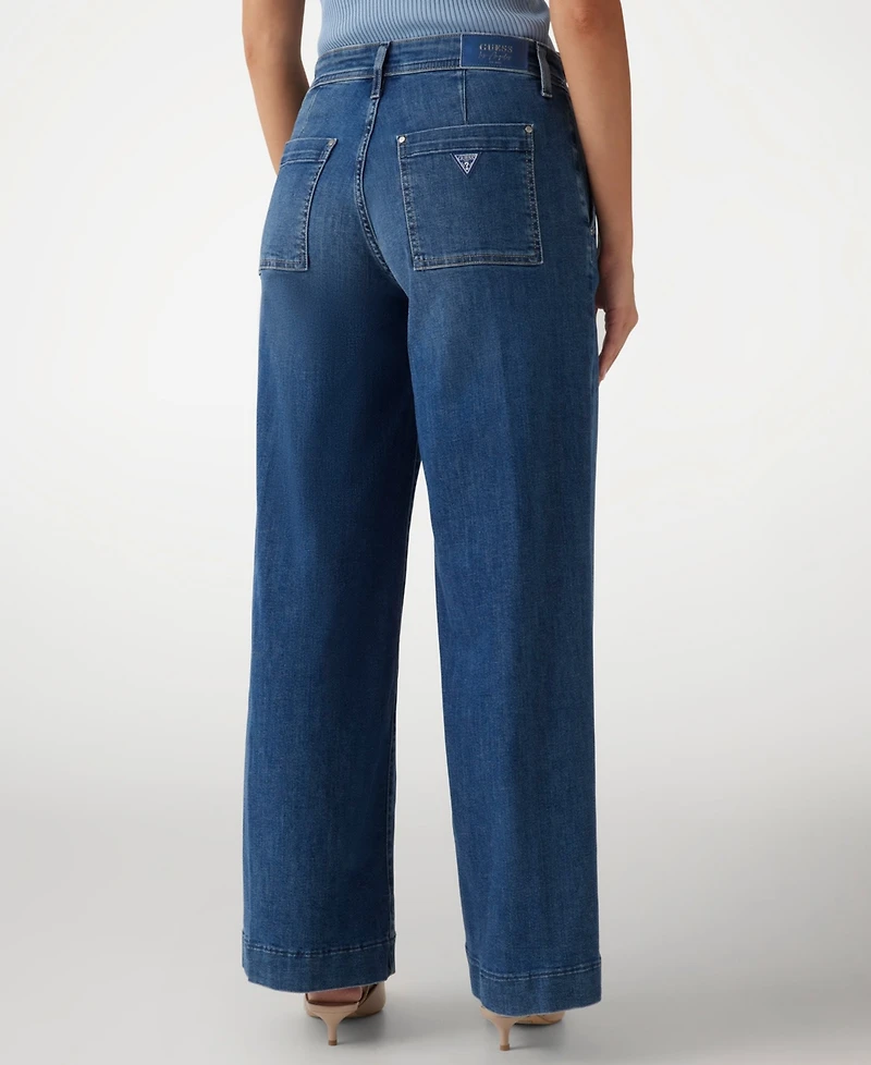 Guess Women's Zoya Wide-Leg Faded High-Rise Jeans