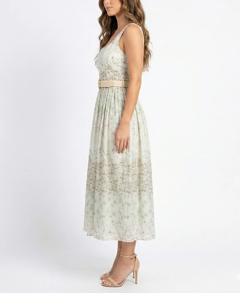 Taylor Petite Scoop Neck Belted Dress