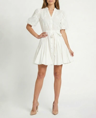 Taylor Petite Cotton Soutache Fit & Flare Shirtdress