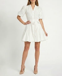Taylor Petite Cotton Soutache Fit & Flare Shirtdress