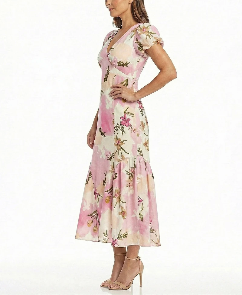 Taylor Petite V-Neck Short-Sleeve Dress