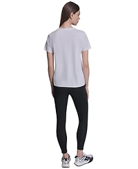 Dkny Sport Women's Rhinestone Varsity Logo Relaxed Fit Pull-On T-Shirt