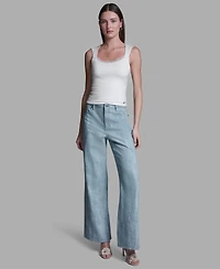 Bcbg Women's Cap-Sleeve Lace Trim Detail Scallop Neck Camisole Top