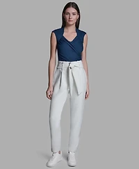 Bcbg Women's High-Rise Tie Detail Straigh-Leg Pants
