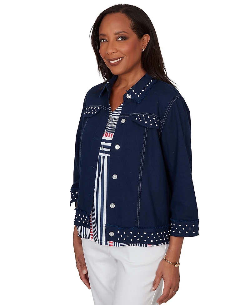 Alfred Dunner Petite Button-Front Denim Jacket
