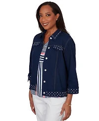 Alfred Dunner Petite Button-Front Denim Jacket