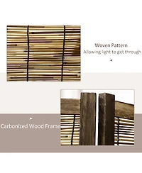 Homcom Woven 4 Panel Room Divider, 5.5' Tall Folding Privacy Screen,