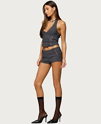 Edikted Women's Lirah Laced Up Micro Shorts