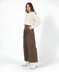 Modenaire Women's High-Waist Wide-Leg Pleated Pants