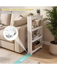 Volenca 4-Tier Slim Storage Trolley with Detachable Trays, Multifunction Rolling Organizer