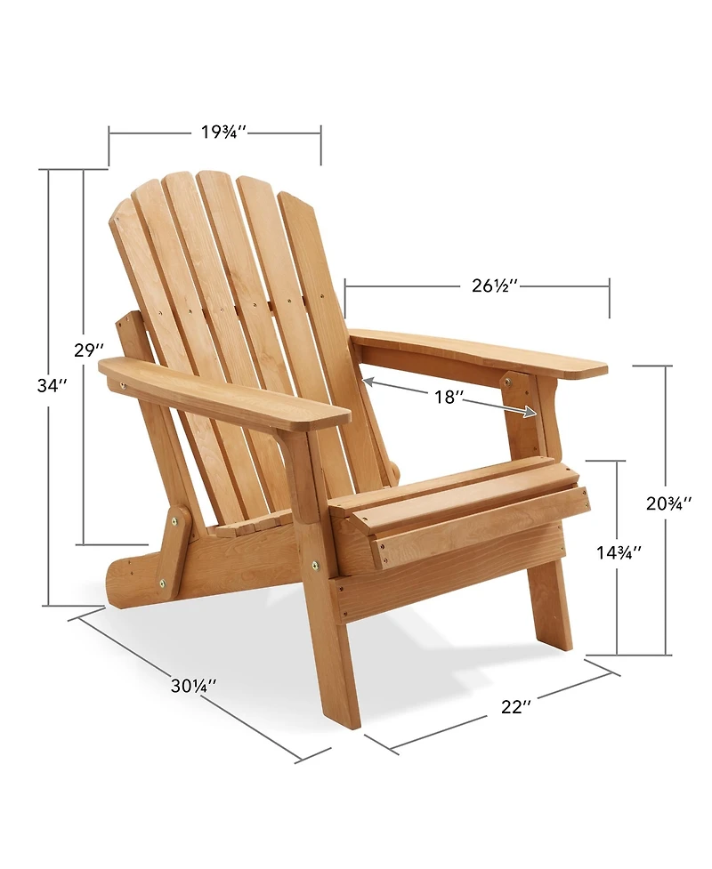Casafield Folding Adirondack Chair, Cedar Wood Outdoor Fire Pit Lounge Chairs for Patio, Deck, Yard