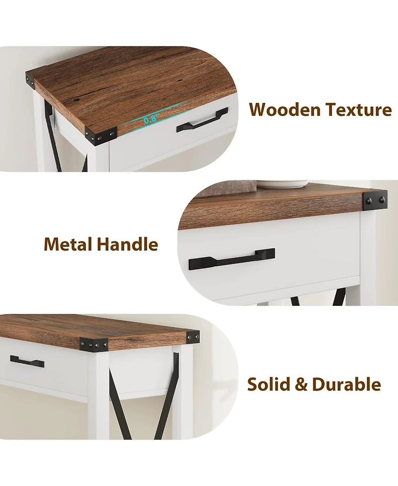 gaomon Console Table with 2 Drawers, Farmhouse Sofa Table with Storage Shelf, Accent Wood Entryway Table for Living Room, Hallway
