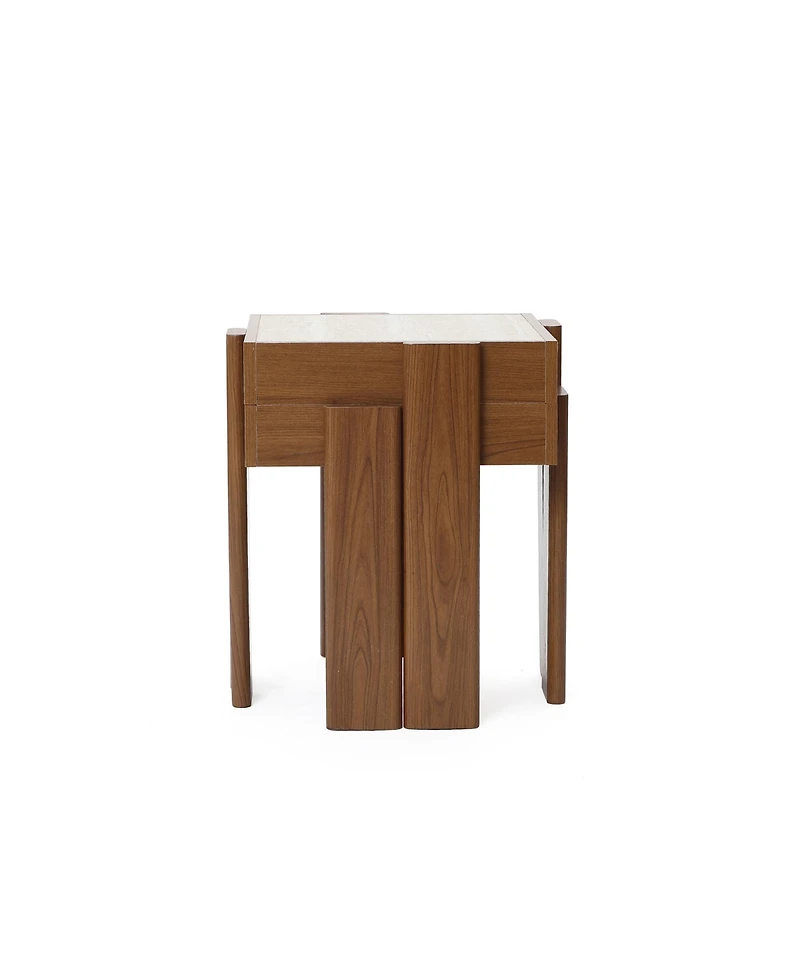 LuxenHome 2-Tier Farmhouse Side Table, Engineered Wood Sofa or Bedside Storage Stand