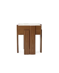 LuxenHome 2-Tier Farmhouse Side Table, Engineered Wood Sofa or Bedside Storage Stand