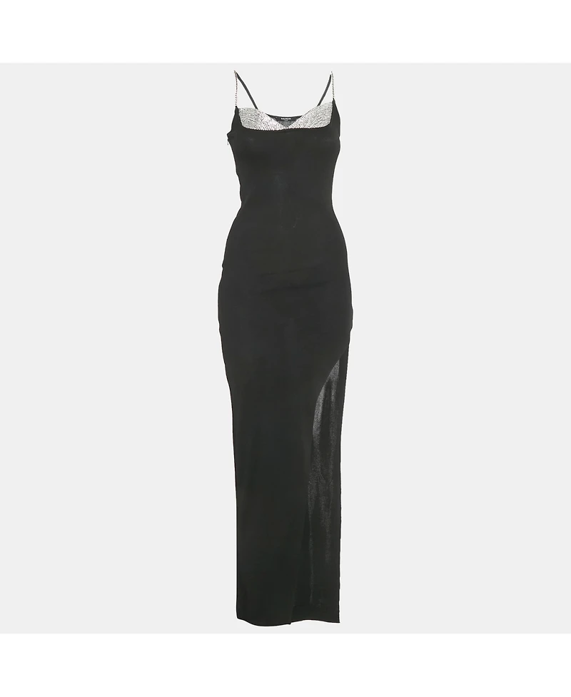Pre-Owned Balmain Women's Embellished Rib Knit Maxi Dress