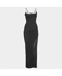 Pre-Owned Balmain Women's Embellished Rib Knit Maxi Dress