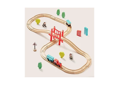 Tiny Land Wooden Train Set for Children 39 Pcs