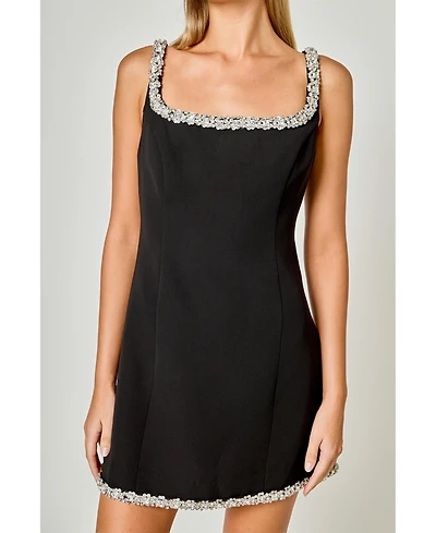 endless rose Women's Rhinestone Tape Mini Dress