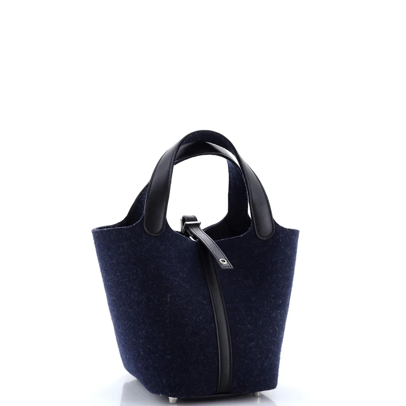Pre-Owned HERMES Pm Picotin Lock Bag Felt with Leather