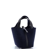 Pre-Owned HERMES Pm Picotin Lock Bag Felt with Leather