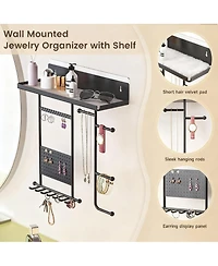 Yigii Wall-Mounted Jewelry Wall Rack with Soft Pads, Dual Mounting, Rust-Resistant Metal