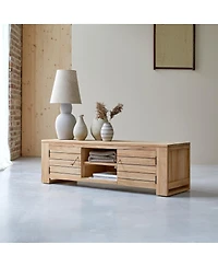 Tikamoon Solid Teak Tv Cabinet Entertainment Unit Tv Stand